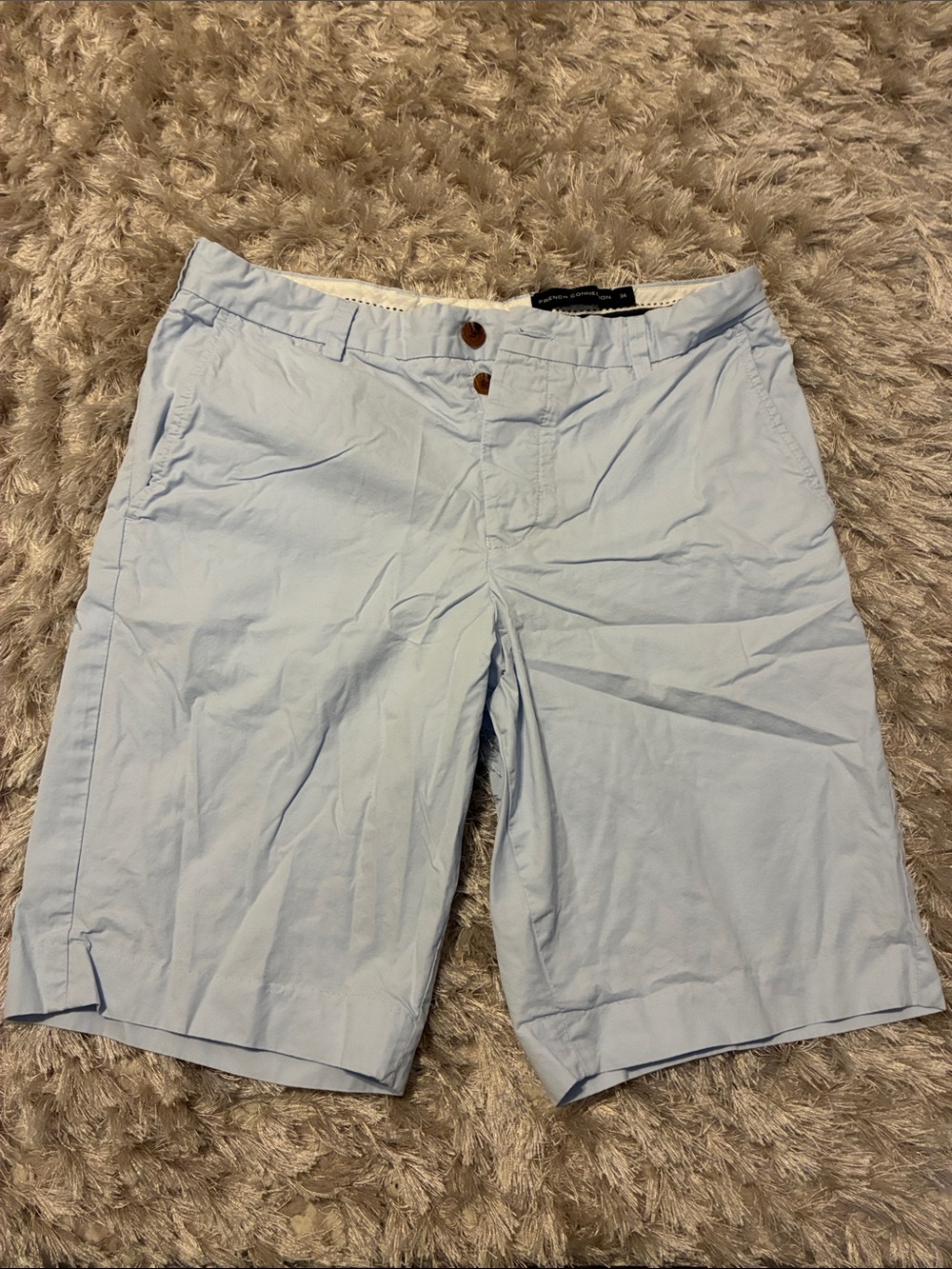 French Connection Light Blue Flat Front Chino Shorts